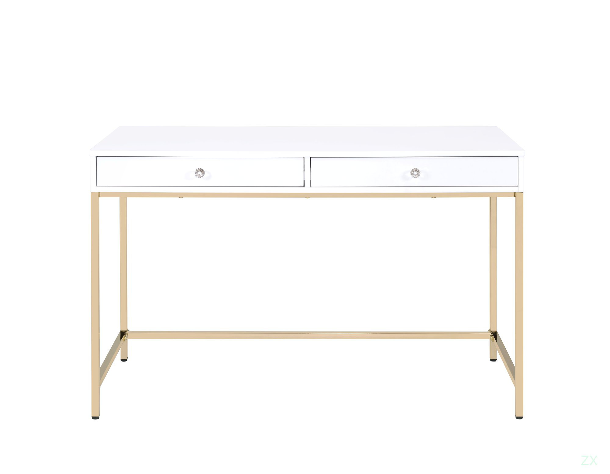 XICHONGDIANSHANG Ottey White High Gloss & Gold Finish Vanity